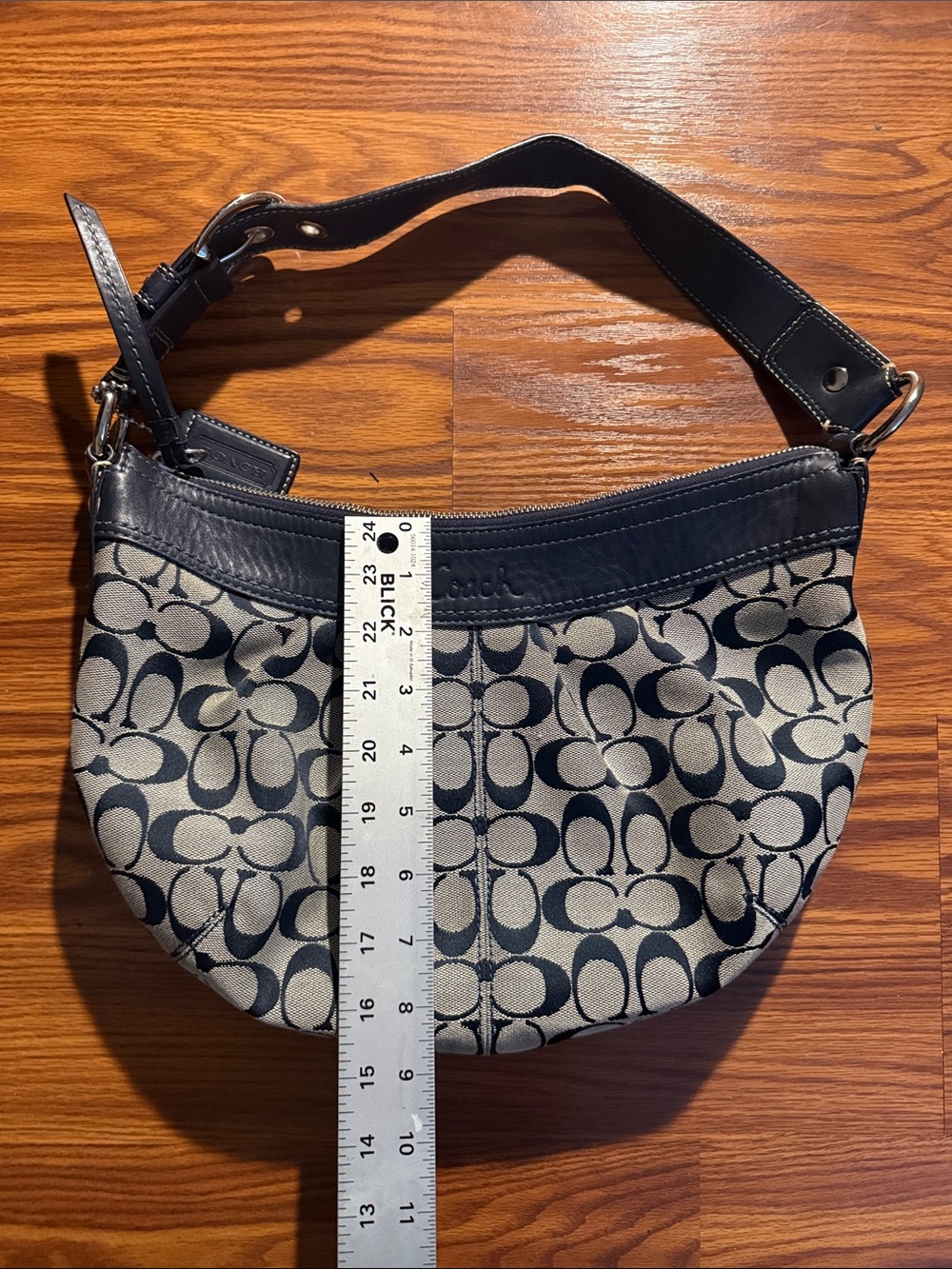 Coach Navy and Beige Signature Hobo Bag - Picture 9 of 10
